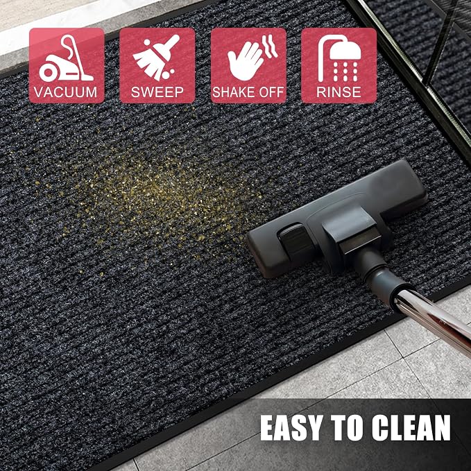 Kuyal Front Door Mat, 2'x4' Indoor Outdoor Entrance Mat, Commercial Floor Mats Inside Outside Entrance, Heavy Duty Durable Welcome, Rubber Backing Non Slip Outdoor Mats for Entryway,Black - Image 6