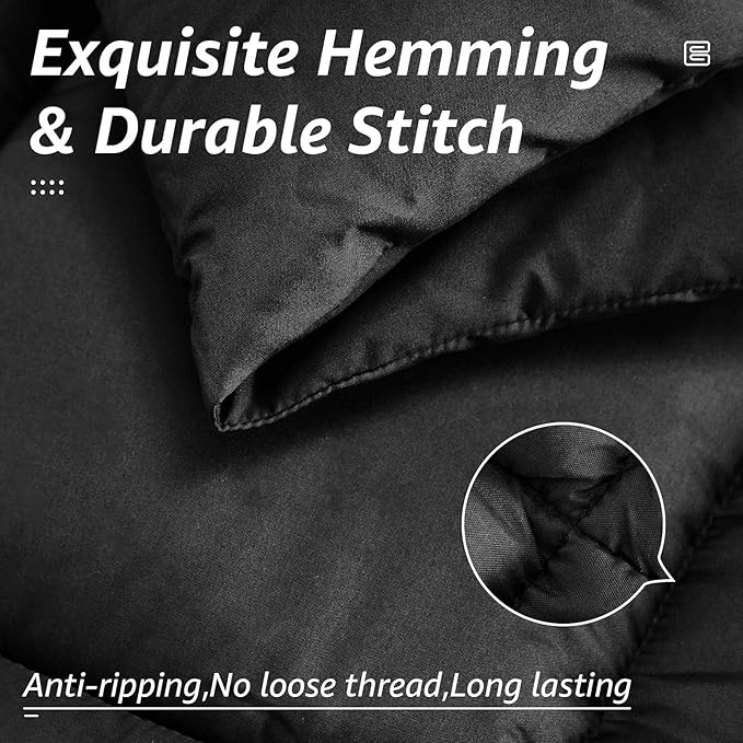 HYLEORY All Season Twin Size Bed Comforter - Cooling Down Alternative Quilted Duvet Insert with Corner Tabs - Winter Warm - Machine Washable - Dark Grey