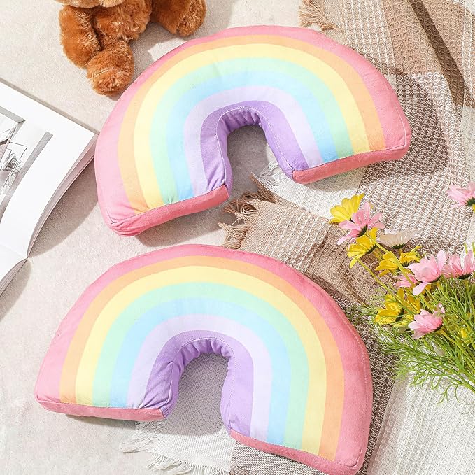 Chunful Rainbow Pillow for Girls Kids 13.8 x 8.7 x 4 Inch Plush Cute Rainbow Throw Pillow Arch Shaped Cushion Stuffed Decoration for Bed Chair Room Home Decor Easter Day(Macaron Colors,1 Pcs)