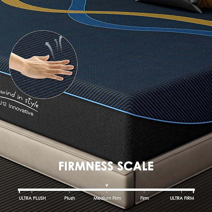 12 Inch Mattress King Size, Gel Memory Foam Mattress for Cooling, Medium Firm Pressure Relief, CertiPUR-US Certified, with Removable Cover
