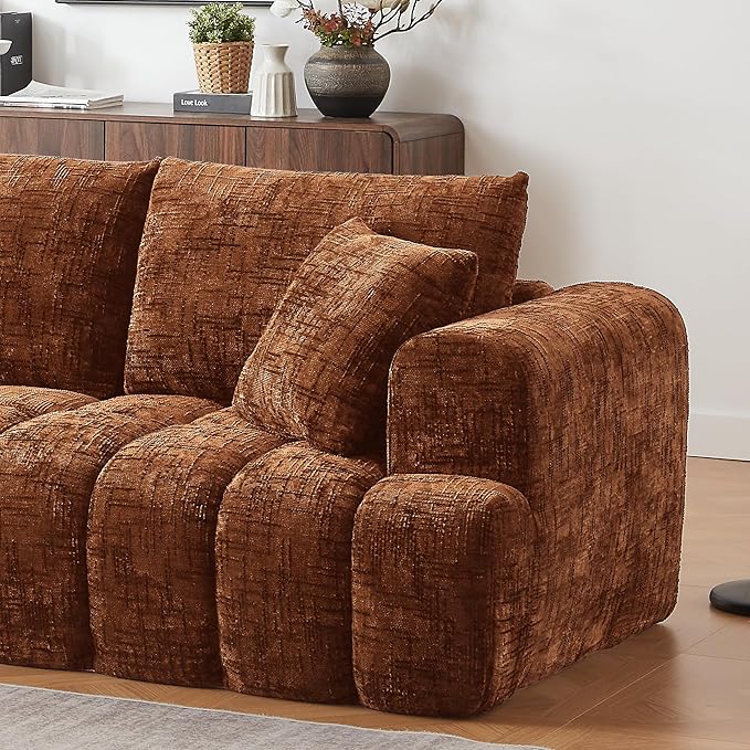 108 Inch Oversized Cloud Modular Sectional Sofa with Left Facing Chaise, L Shaped Floor Lounge Couch, Comfy Tufted Chenille Boneless Sofa with Deep Seat,No Assembly Required for Living Room Office