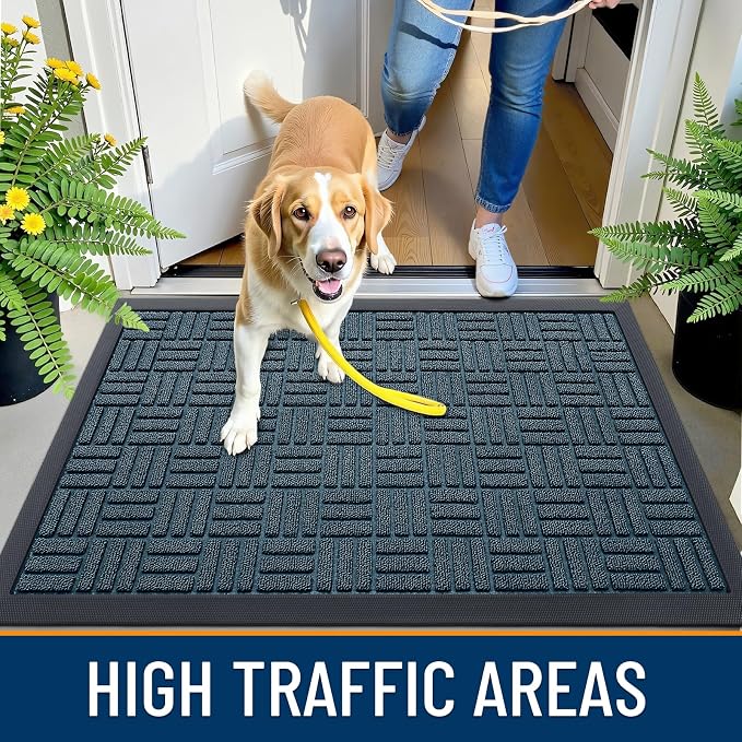 OLANLY Front Door Mat Outside Entrance 29.5x17, Absorbent, Heavy Duty Sturdy Natural Rubber Doormat Indoor Outdoor, Non-Slip, Stain and Fade Resistant, Low Profile Floor Mat for Entryway, Lake Blue - Image 7