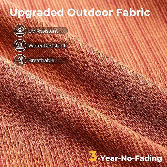 HOOOWOOO 7 Piece Patio Sectional Furniture Set,Modern Wicker Outdoor Conversation Sofa Sets,Weather Resistant Modular L Shaped Outside Couch Table Set(Orange Red)