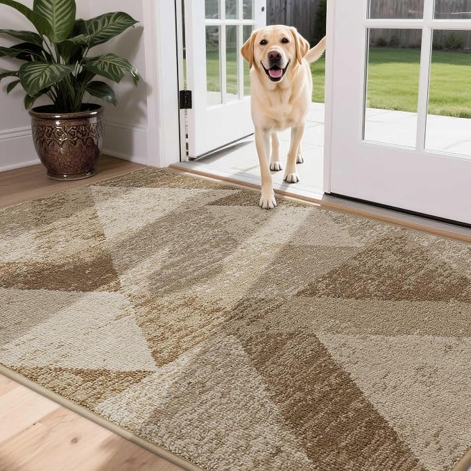 COSY HOMEER Entryway Rugs Doormat 36"x60", Non-Slip Absorbent Polyester, Washable Rugs for Front Door, Dirty Paws & High Traffic Areas, Beige - Image 9