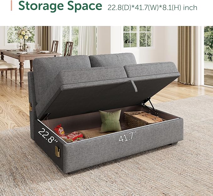 HONBAY Modular Sectional Sleeper Sofa with Pull Out Bed, Loveset Chair for Sectional Couch, Grey