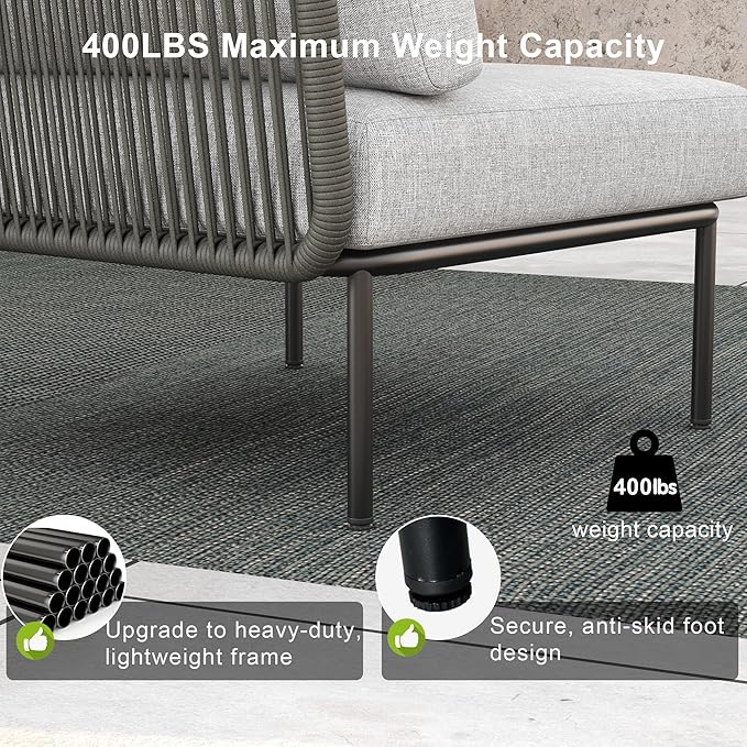 LayinSun 11 Pieces Aluminum Patio Furniture Set, Modern Modular Sectional Sofa with Coffee Table and Upgrade Thickness Cushion
