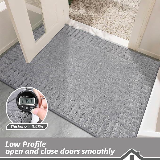 BEQHAUSE Door-Mat Non-Slip Front Doormat Low-Profile Entrance Mats for Front Door Entry Resist Dirt Washable Doormat Absorbent Entryway Door Mat,Light Grey,32"x48" - Image 6