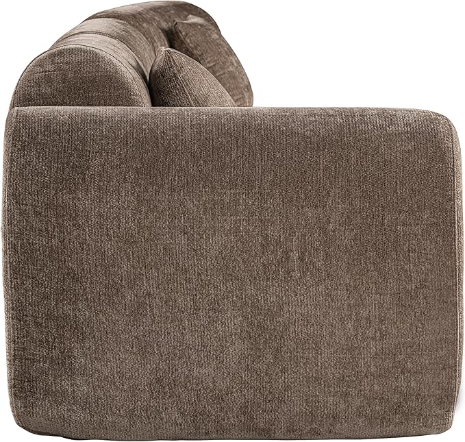 Merax 3-Piece 140" Curved Sectional Sofa Set, 4 Seat L-Shaped Modular Modern Cloud Couch with Chaise Lounge, 3 Pillows, Fully Assembled High-Density Compressed Sponge for Living Room, Brown