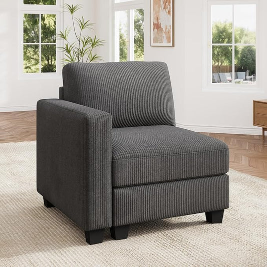 HONBAY Modular Sectional Sofa, Single Chair for Sectional Couch, Grey