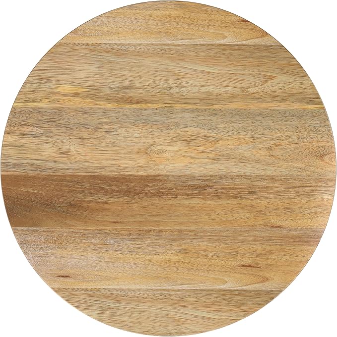 SIMPLIHOME Elmbrook End Table - 21 inch Wide Solid Mango Wood Round Drum Table with Vertical Panel Detailing in Natural, Modern Nightstand or Plant Stand for Living Room or Bedroom, Assembled