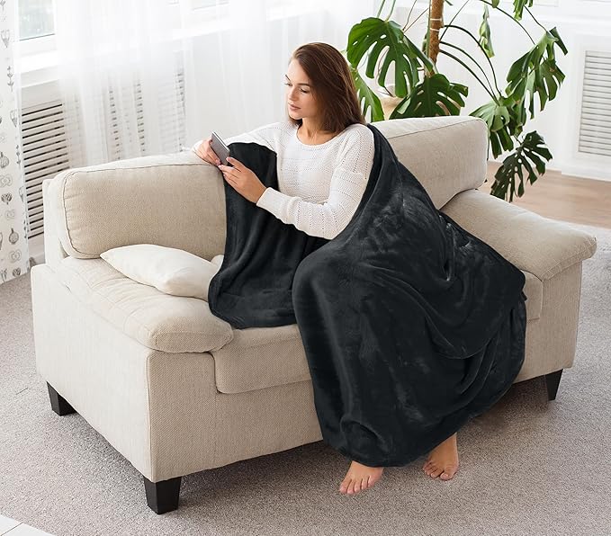 Utopia Bedding Fleece Blanket Throw XL Size Black (50x70 Inches) Ultra Soft Warm Lightweight Anti-Static Cozy Blanket for Bed, Couch, Sofa and Chair, All-Season Home Decor Gift for Men & Women