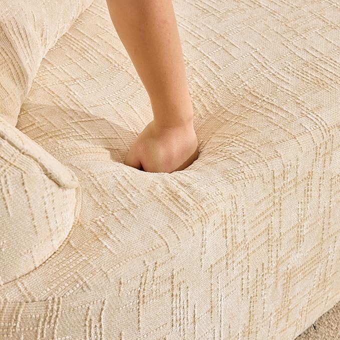 109-Inch Curved Boneless Sofa Couches Compressed 4-Seat Foam Couch for Living Room Bedroom, Boneless Modular Cloud Sofa Curved Floor Couch with 4 Pillows, No Assembly