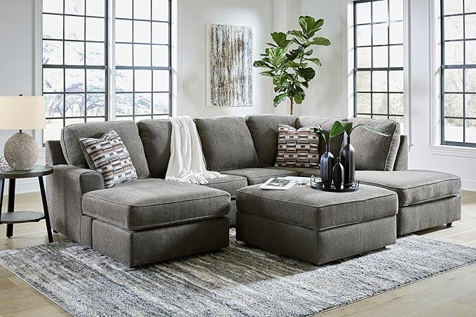 Signature Design by Ashley O'Phannon Casual Upholstered Ottoman with Storage and Removable Top, Gray