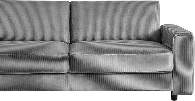 AC Pacific Derek 86" Modern Corduroy Couch for Living Room, Tufted Sofa with Plush Upholstery, High-Density Foam, Sleek Black Legs, Durable Wooden Frame, Sofa, Grey