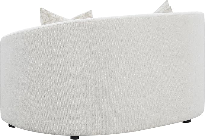 Coaster Home Furnishings - Rainn - Wood - Boucle Upholstered Loveseat with Sloped Arms, and Accent Pillows - Living Room - Latte - 509172