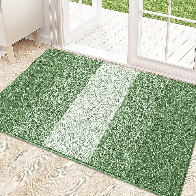 Kitinjoy Indoor Outdoor Door Mat, 32x20 Non-Slip Absorbent Dirt Trapper, Low-Profile Washable Inside Entrance Front Floor Mat, Sturdy Soft Entry Doormats for Entryway, Sage Green by Kitinjoy