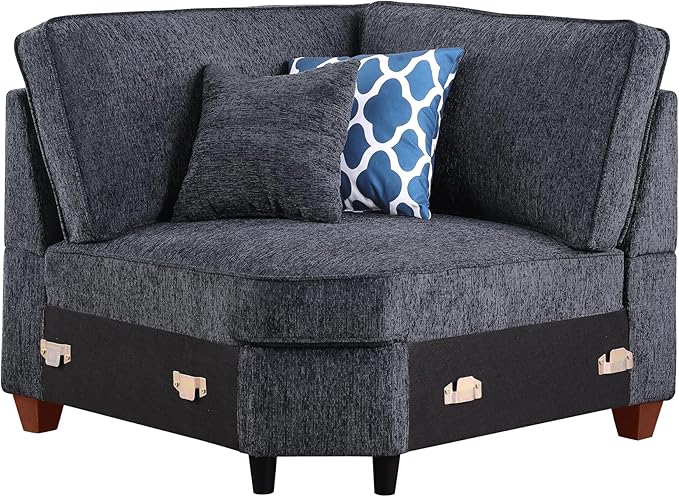 Ball & Cast 116" L-Shaped Sectional Couch with Movable Ottoman & 6 Throw Pillow,7 Seat Chenille Upholstered Sectional Sofa W/Wide Armrest,DIY Combination,Comfy Sectionals Set for Living Room,Dark Gray