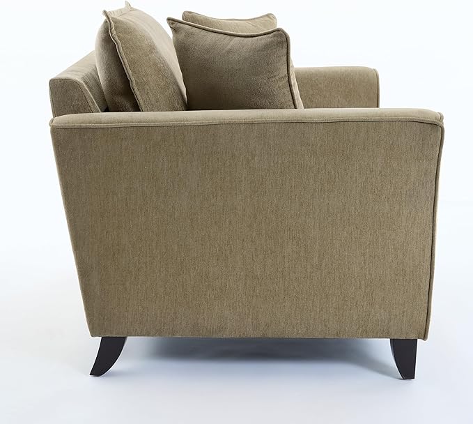 46.3 Inch Oversized Armchair Chenille Fabric Chair and a Half Single Sofa with Pillow Removable Washable Covers Rubberwood Legs Ruffled Armrests for Living Room Bedroom Office Apartment, Green