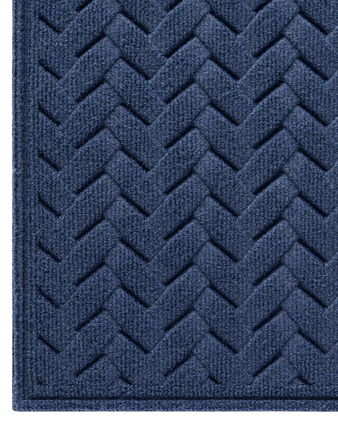 DEXI Front Door Mat Outside Entrance, 3x5 ft Large Non Slip Entry Doormat Dirt Trapper with Rubber Back, Low Profile Ultra Absorbent Welcome Mats for Inside House Home Patio Entryway, Wave Navy - Image 9
