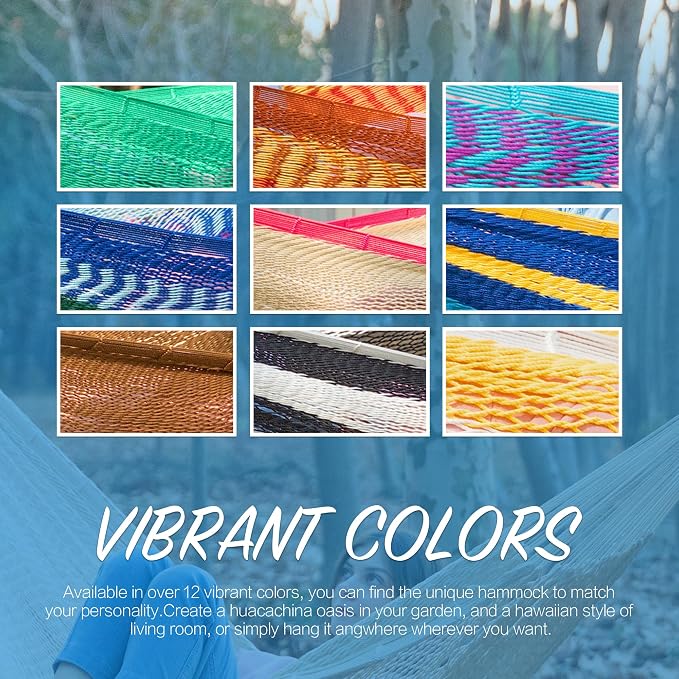 PNAEUT Handwoven Mayan Hammocks, Double Rope Hammock for Outdoor Outside & Indoor, Thick Soft 600 lbs Capacity Heavy-Duty, Includes Tree Straps, Carabiners & Carrying Bag (Nature, X-Large) - Image 7