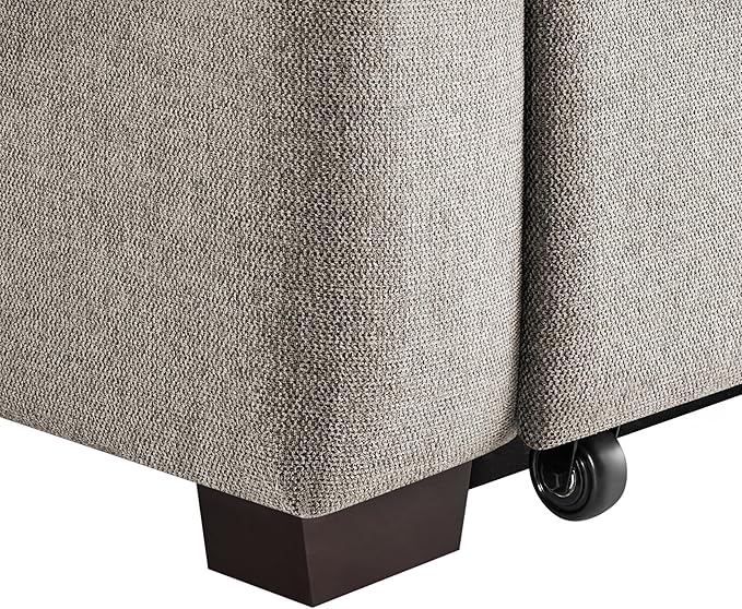 Serta® Hawthorne 90.6" Slipcovered Queen-Size Convertible Pop-up Sofa, Dreamcoil® Comfort, Woven Polyester Blend Fabric, Flax