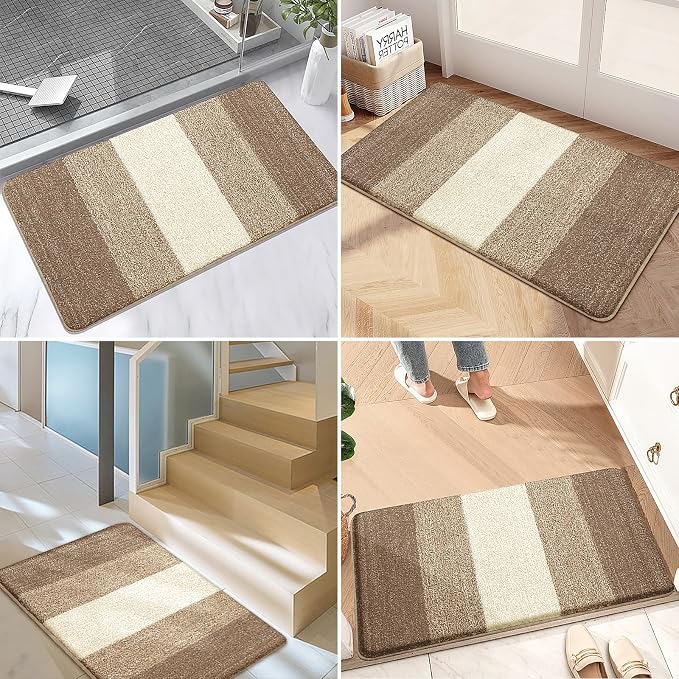Kitinjoy Indoor Outdoor Door Mat, 36x24 Non-Slip Absorbent Dirt Trapper, Low-Profile Washable Inside Entrance Front Floor Mat, Sturdy Soft Entry Doormats for Entryway, Khaki - Image 6