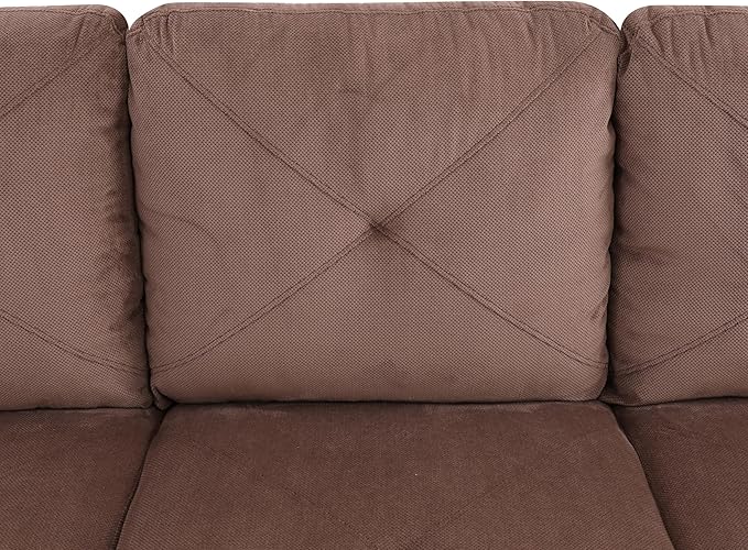 NicBex Modular L-Shaped Sectional Couches, 3-Piece Convertible Couch with Storage Ottoman, 4-Seat Comfy Sofa with Chaise for Living Room & Apartment, Brown