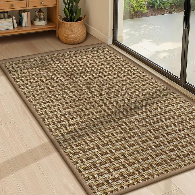 LEKEEPGO Door Mat Indoor Entrance 24"x36", Absorbent Indoor Door Mat, Non Slip Rubber Backing Inside Door Mats, Washable Floor Mat, Low-Profile Doormat for Front Door, Entryway, Entrance, Brown by LEKEEPGO