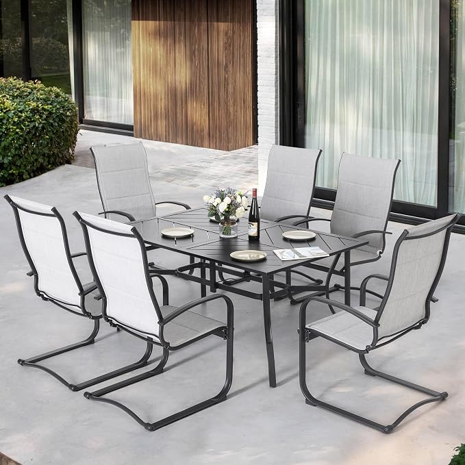 NUU GARDEN Patio Chairs Set of 4, All Weather Outdoor Padded Textilene Patio Dining Chairs, Breathable Spring Motion Textile High Back Outdoor Dining Chairs for Backyard, Lawn, Deck, Gray - Image 4