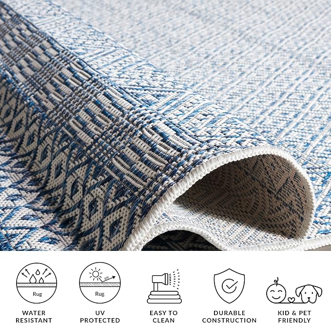 SAFAVIEH Courtyard Collection 2' 3" x 16' Blue / Navy CY8235 Indoor/ Outdoor Easy-Cleaning Patio Backyard Mudroom Runner-Rug - Image 4
