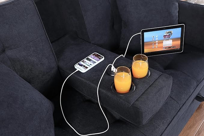 ERYE 70-Inch Loveseat Sleeper Pull Out Sleeper Couch Bed and Drop-Down Cupholders, 3 in 1 Convertible Sleeper Sofa Bed Oversized Tufted Lounge Daybed with Reclining Backrest | Cup Holder, USB-C Charging Ports