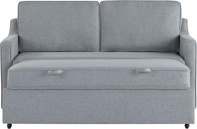 Serta® Corren 68.1" Queen Sized Convertible Sofa, Dream Coil® Comfort, Fingerguard® Pinch Point Protection, Sofa Chenille Fabric, Light Gray