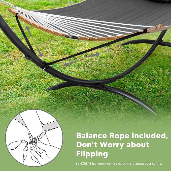 SUNCREAT Hammocks Standing Patio Hammock, Portable Hammock with Stand Foldable, Patent Pending, Dark Gray - Image 3