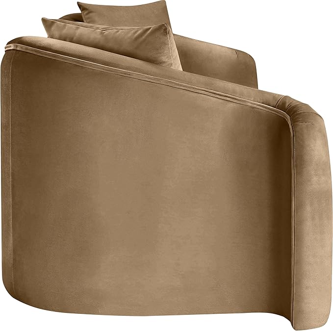 Meridian Furniture 44052Beige-S Destin Collection Modern | Contemporary Sofa with Ultra Luxe Beige 460 GSM Velvet, Rich Curves, 91" W x 34.5" D x 31" H, Beige