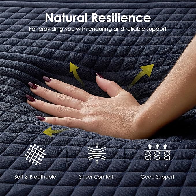 14 Inch King Mattress Memory Foam Medium with Green Tea Cooling Gel, CertiPUR-US Certified, Breathable & Supportive Mattress in a Box, Navy Blue