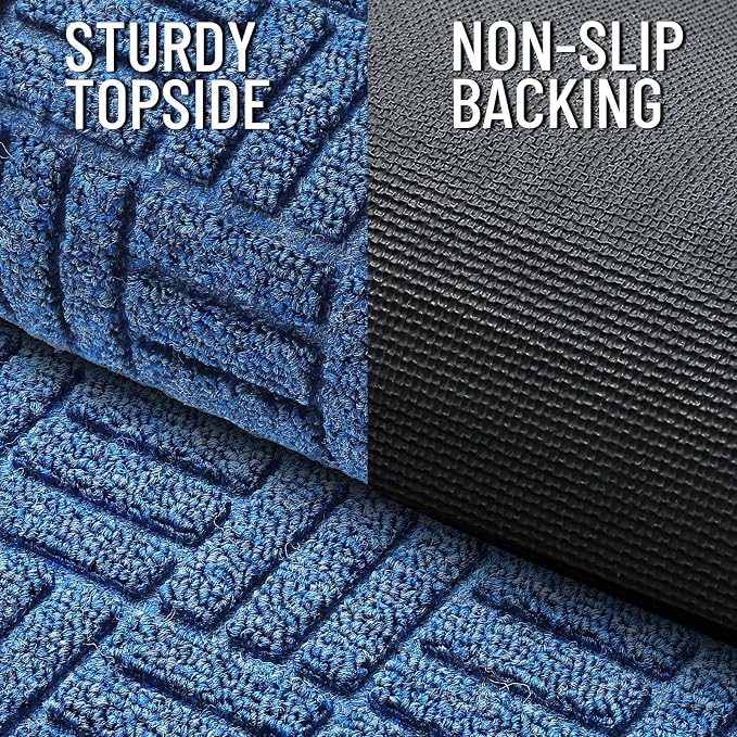 OLANLY Front Door Mat Outside Entrance 47x23, Absorbent, Heavy Duty Sturdy Natural Rubber Doormat Indoor Outdoor, Non-Slip, Stain and Fade Resistant, Low Profile Floor Mat for Entryway, Ocean Blue - Image 3