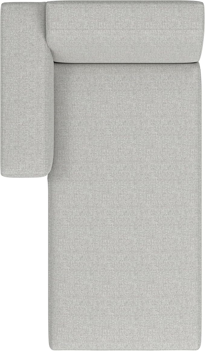 SIMPLIHOME Rex Left Chaise Sofa Module in 100% Recycled Polyester Tightly Woven Performance Fabric, Pale Grey, 44-inches W x 69.5-inches D, Handcrafted Modern-Style Left-Arm Chaise Lounge Chair