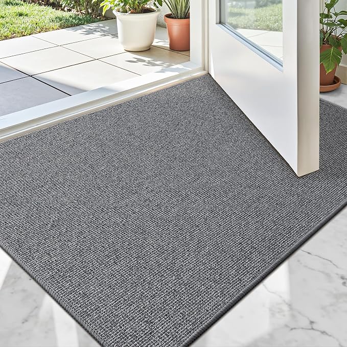 LUMI Indoor Door Mat 32"x48", Ultra Thin Low Profile Non-Slip Doormat for Home Entrance, Absorbent & Stain-Resistant Welcome Mats, Washable Entryway Mat for Front Door, Patio, Porch, Grey by LUMI