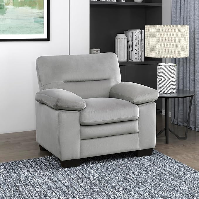 Lexicon Single Sofa Chair for Living Room Accent Chair, Upholstered Armchair Comfy Chair for Bedroom/Office/Waiting Room, Gray