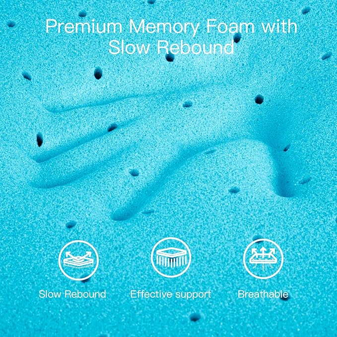 Airensky 2 Inch Memory Foam Mattress Topper, Cooling Gel Infused High Density King (76"x80") Topper with Removable Skin-Friendly Cover, Bed Topper for Pressure Relief Back Pain, CertiPUR-US Certified