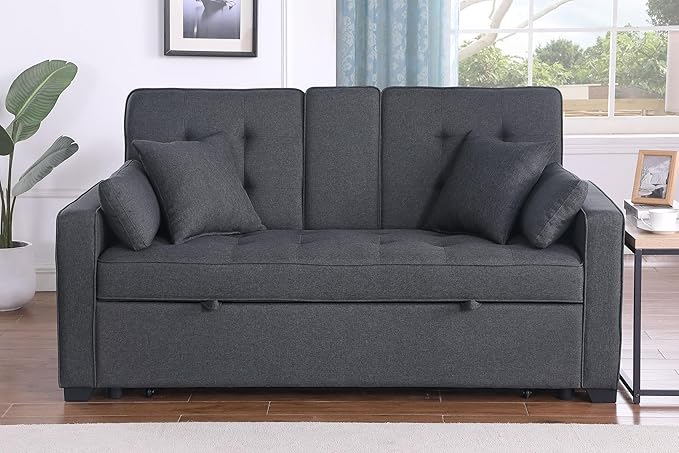 ERYE 70-Inch Loveseat Sleeper Pull Out Sleeper Couch Bed and Drop-Down Cupholders, 3 in 1 Convertible Sleeper Sofa Bed Oversized Tufted Lounge Daybed with Reclining Backrest | Cup Holder, USB-C Charging Ports