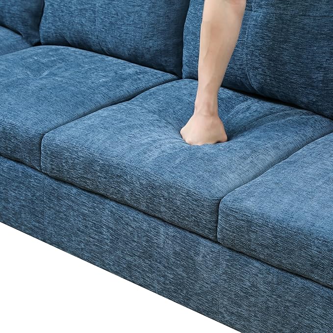 NicBex Modular L-Shaped Sectional Couches, 3-Piece Convertible Couch with Storage Ottoman, 4-Seat Comfy Sofa with Chaise for Living Room & Apartment, Blue