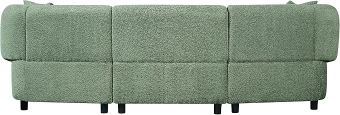Christopher Knight Home Obito Boucle Upholstered 3-Seater Sofa, Modern Home Sofa Living Room, Wooden Large Upholstered Sofa Couch for Apartment/Home Office, Olive Green