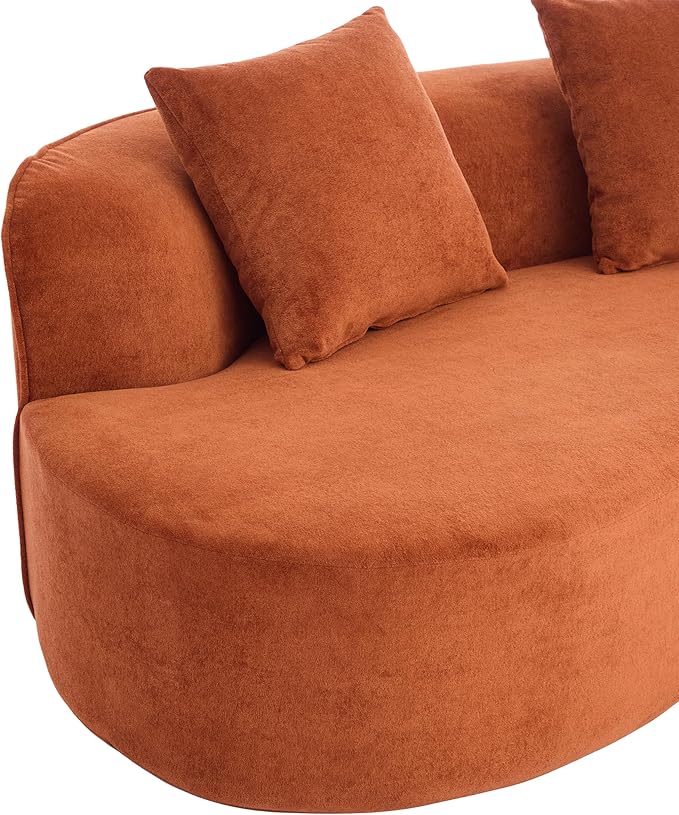 Christopher Knight Home Braebt 126" Modular Sofa with 4 Throw Pillows, Curved 5-Seater Large Sofa Couches, Comfy Upholstered Sectional Cloud Couch for Living Room, No Assembly Required, Dark Orange
