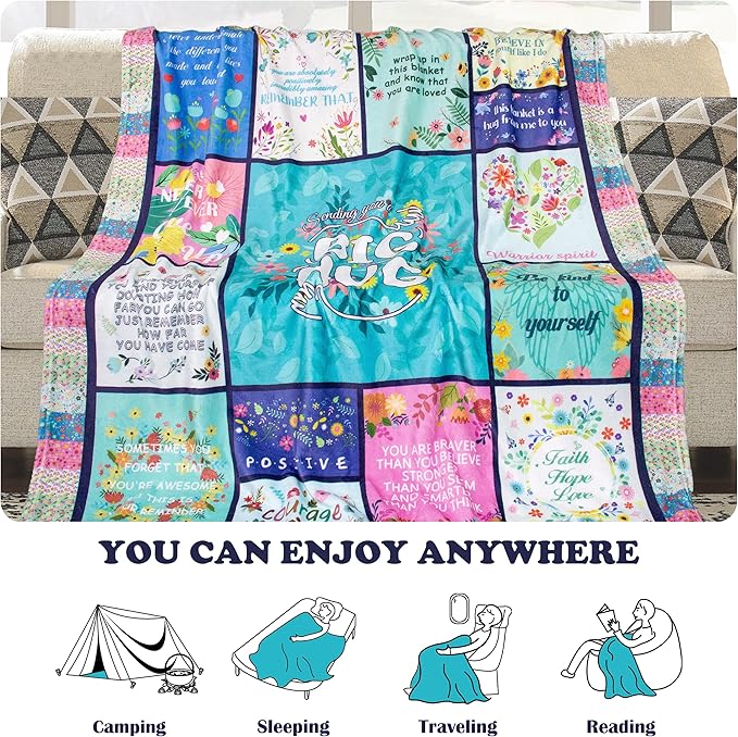 Get Well Gifts for Women, Inspirational Healing Blanket, Feel Better After Surgery Gifts, Soft Warm Hug Blanket Throw 60"x50"