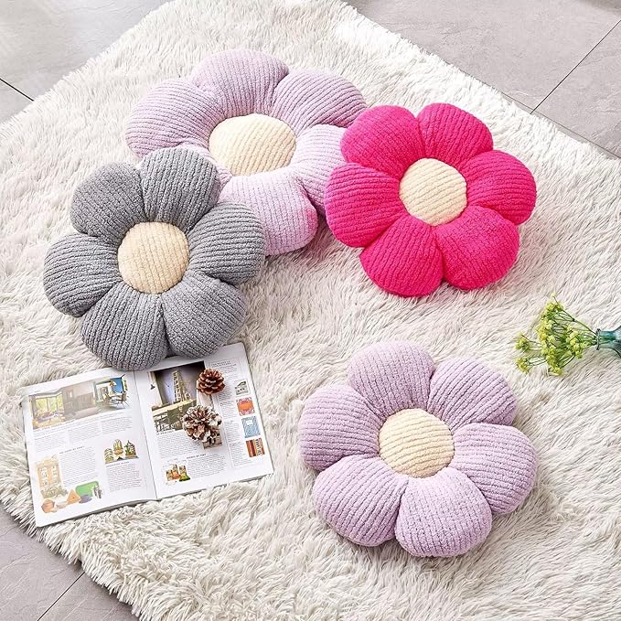 Kcvvcr Flower Throw Pillow, Soft Lavender 14.9" Shaped Floor Pillow for Home Decor, Cute Aesthetic Plush Decorative Pillows for Bed, Sofa, Couch