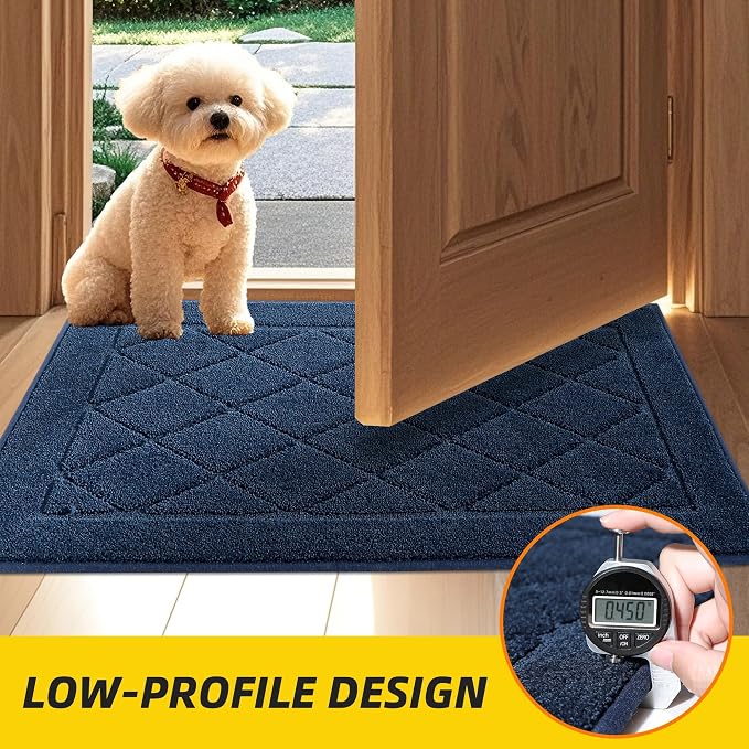 JSEI Dirt Trapper Door Mat 32"x48", Non-Slip Washable Entryway Mats, Dog Door Mat, Stain Resistant and Absorbent Floor Mats, Low Profile Welcome Mat for Front Back Door, Navy Blue - Image 6