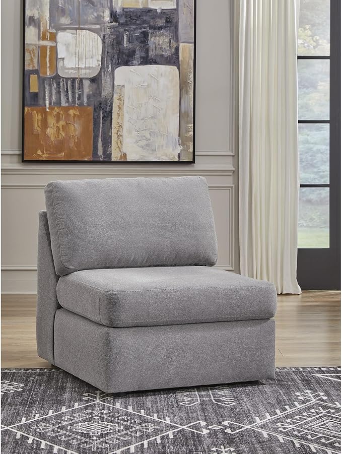 Signature Design by Ashley Modmax Contemporary Stain Resistant Left-Arm Facing 6-Piece Sectional with Audio Console, Armrest, Throw Pillows, Storage, Reversible Cushions and USB Port, Gray