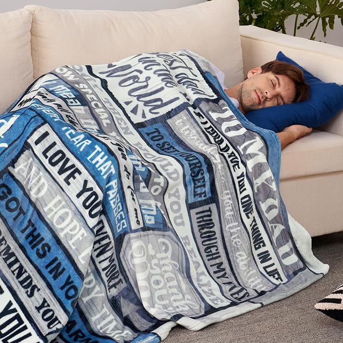 Joiedomi Dad Birthday Gifts from Daughter Son Super Soft Flannel Throw Blanket Dad Blanket for Father's Day Christmas 50" x 60" Grey