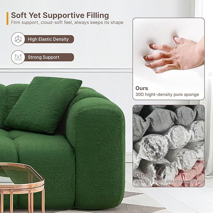 84" Boneless Couch No Assembly Required Loveseat Sofa Modern Deep Seat Cloud Couch Modern Compressed Sofa Oversized Upholstered 3-Seater for Living Room Bedroom